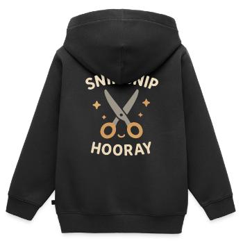 Snip Snip Hooray Frisör Spruch Haarschnitt Zitat - Kinder Premium Organic Zip Hoodie - Schwarz - Hinten - AI Model Kid Male (0cm)