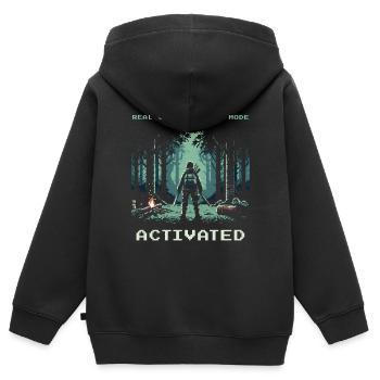 Mode de survie réel activé en disant - Sweat Premium à capuche zippé enfant bio - noir - Dos - AI Model Kid Male (0cm)