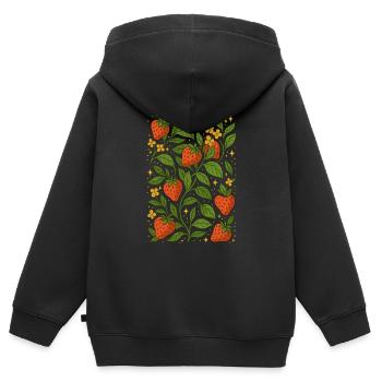 Fraise Amour Été - Sweat Premium à capuche zippé enfant bio - noir - Dos - AI Model Kid Male (0cm)