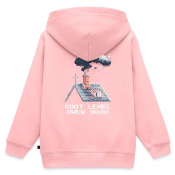 Ramoneur Sot Niveau Rétro Pixel Art Jeux - Sweat Premium à capuche zippé enfant bio - rose - Dos - AI Model Kid Female (0cm)