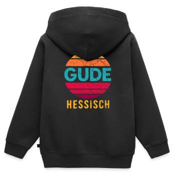 Gude Hesse - Sweat Premium à capuche zippé enfant bio - noir - Dos - AI Model Kid Male (0cm)