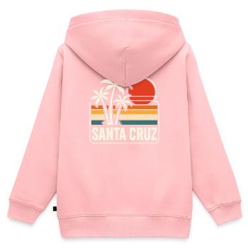 Coucher de soleil à Santa Cruz - Sweat Premium à capuche zippé enfant bio - rose - Dos - AI Model Kid Female (0cm)