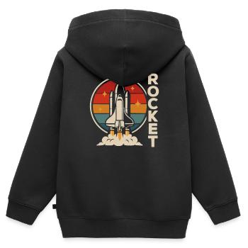 Raketen Rocket Fans - Sweat Premium à capuche zippé enfant bio - noir - Dos - AI Model Kid Male (0cm)