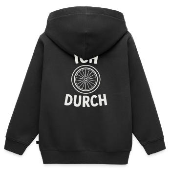 Je deviens fou – vélo - Sweat Premium à capuche zippé enfant bio - noir - Dos - AI Model Kid Male (0cm)