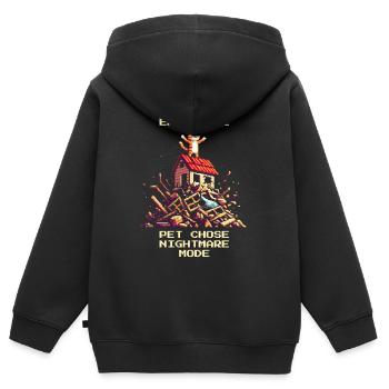 Niveau de l’abri : Cauchemar | Médiation - Sweat Premium à capuche zippé enfant bio - noir - Dos - AI Model Kid Male (0cm)