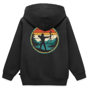 Retro Vintage Bow Hunting Archery Gifts - Kinder Premium Organic Zip Hoodie - Schwarz - Hinten - AI Model Kid Male (0cm)