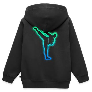 Taekwondo Arts Martiaux Hommes Enfants Karaté Garçons - Sweat Premium à capuche zippé enfant bio - noir - Dos - AI Model Kid Male (0cm)