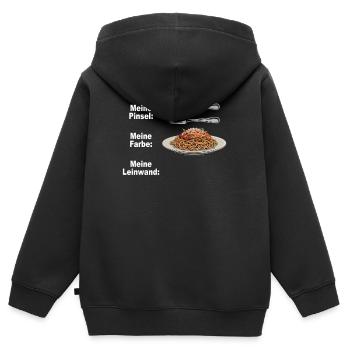 Spaghetti Bolognese Pinsel Farbe Leinwand Pasta - Kinder Premium Organic Zip Hoodie - Schwarz - Hinten - AI Model Kid Male (0cm)