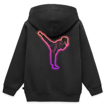 Taekwondo Arts Martiaux Femmes Enfants Karaté Filles - Sweat Premium à capuche zippé enfant bio - noir - Dos - AI Model Kid Male (0cm)