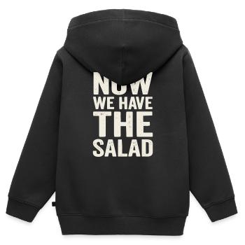 Now We Have the Salad – Deutscher Spruch - Kinder Premium Organic Zip Hoodie - Schwarz - Hinten - AI Model Kid Male (0cm)