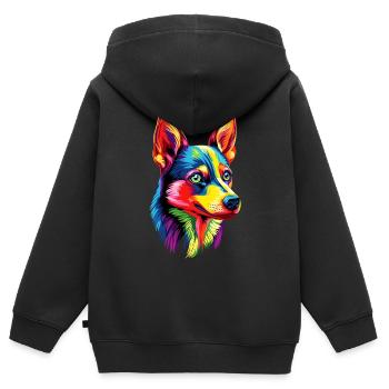 Jouet russe Terrier Chien Jouet russe Russkiy - Sweat Premium à capuche zippé enfant bio - noir - Dos - AI Model Kid Male (0cm)