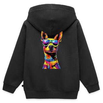 Jouet russe Terrier Chien Jouet russe Russkiy - Sweat Premium à capuche zippé enfant bio - noir - Dos - AI Model Kid Male (0cm)
