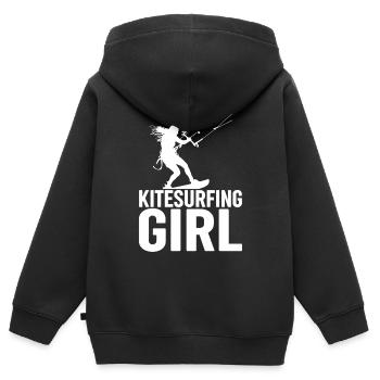 Kitesurfing girl - Kiteboarding Kitesurfer - Kinder Premium Organic Zip Hoodie - Schwarz - Hinten - AI Model Kid Male (0cm)