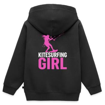 Kiteboarding Kitesurfer - Kitesurfing girl - Kinder Premium Organic Zip Hoodie - Schwarz - Hinten - AI Model Kid Male (0cm)
