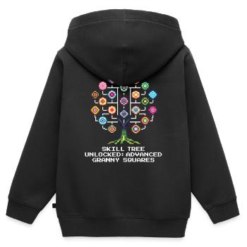 Skill Tree: Granny Squares | Häkeln - Kinder Premium Organic Zip Hoodie - Schwarz - Hinten - AI Model Kid Male (0cm)