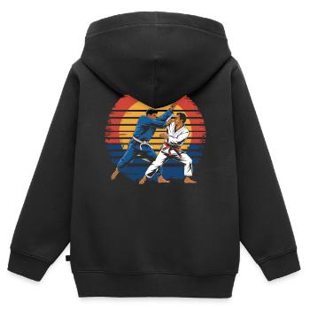 Rétro Vintage Jiu Jitsu Arts Martiaux Grappling - Sweat Premium à capuche zippé enfant bio - noir - Dos - AI Model Kid Male (0cm)