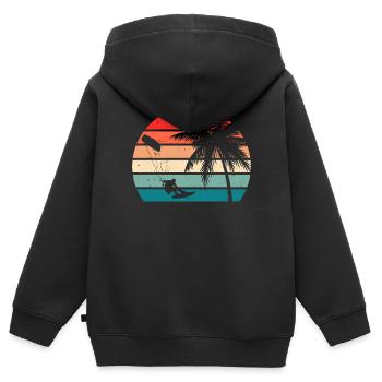 Watersports Kiteboarding Kitesurfer Kitesurfing - Kinder Premium Organic Zip Hoodie - Schwarz - Hinten - AI Model Kid Male (0cm)