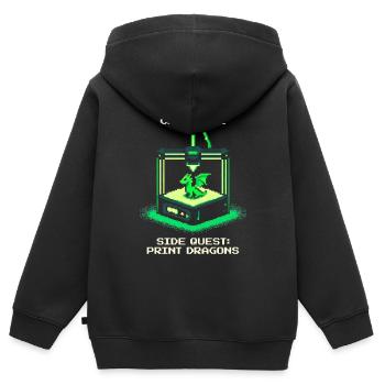 Kalibrieren & Drachen Drucken | 3D-Druck - Kinder Premium Organic Zip Hoodie - Schwarz - Hinten - AI Model Kid Male (0cm)