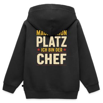 Ich bin der Chef – Spruch - Kinder Premium Organic Zip Hoodie - Schwarz - Hinten - AI Model Kid Male (0cm)