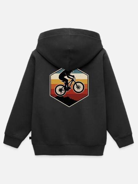 Mountainbike Berge Retro - Kinder Premium Organic Zip Hoodie - Schwarz