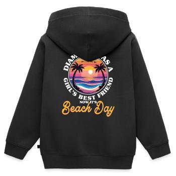 Freundin Strand Urlaub Ehefrau Valentinstag - Kinder Premium Organic Zip Hoodie - Schwarz - Hinten - AI Model Kid Male (0cm)