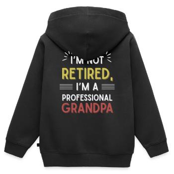 Lustiger Großvater Spruch Opa Ruhestand - Kinder Premium Organic Zip Hoodie - Schwarz - Hinten - AI Model Kid Male (0cm)