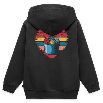 Retro Vintage Knitting Crochet Yarn Lovers Gifts - Kids Premium Organic Zip-up Hoodie - black - Back - AI Model Kid Male (0cm)