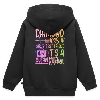 Freundin Ehefrau Valentinstag Saubere Küche - Kinder Premium Organic Zip Hoodie - Schwarz - Hinten - AI Model Kid Male (0cm)
