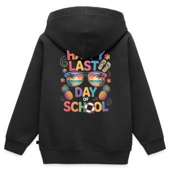 Letzter Schultag Sommerferien Spruch - Kinder Premium Organic Zip Hoodie - Schwarz - Hinten - AI Model Kid Male (0cm)