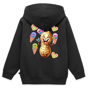 Mädchen Jungen Kinder Kind Teenie Erdnuss Eis 80er - Kinder Premium Organic Zip Hoodie - Schwarz - Hinten - AI Model Kid Male (0cm)