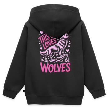 Wolf Saying, Wolves Sayings, Funny Wolf Gift - Kids Premium Organic Zip-up Hoodie - black - Back - AI Model Kid Male (0cm)