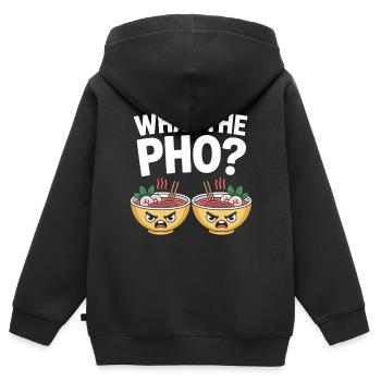 Qu’est-ce que le Pho Vietnam Voyage Nouilles Soup Love Pho - Sweat Premium à capuche zippé enfant bio - noir - Dos - AI Model Kid Male (0cm)