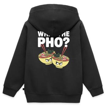 Qu’est-ce que le Pho Vietnam Voyage Nouilles Soup Love Pho - Sweat Premium à capuche zippé enfant bio - noir - Dos - AI Model Kid Male (0cm)