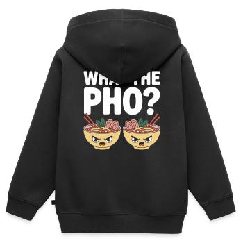 Qu’est-ce que le Pho Vietnam Voyage Nouilles Soup Love Pho - Sweat Premium à capuche zippé enfant bio - noir - Dos - AI Model Kid Male (0cm)
