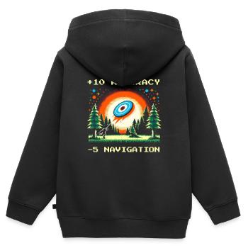 +10 de précision | Technique de disc golf Objectifs de la trajectoire de vol - Sweat Premium à capuche zippé enfant bio - noir - Dos - AI Model Kid Male (0cm)