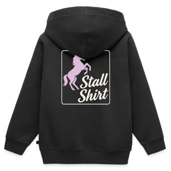 Chemise d’écurie – Horse Girl Design - Sweat Premium à capuche zippé enfant bio - noir - Dos - AI Model Kid Male (0cm)