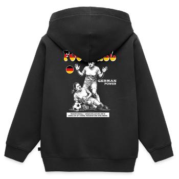 German Fußballspielerin Shirt: Faulspiel mit Folge - Kinder Premium Organic Zip Hoodie - Schwarz - Hinten - AI Model Kid Male (0cm)