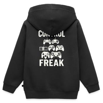 Manette Zocken Gaming Freak - Sweat Premium à capuche zippé enfant bio - noir - Dos - AI Model Kid Male (0cm)
