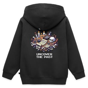 Main Quest Past | Archaeology History - Kids Premium Organic Zip-up Hoodie - black - Back - AI Model Kid Male (0cm)