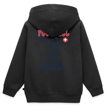 Schweizer Frauenfußball Shirt: Torjubel mit Power - Kinder Premium Organic Zip Hoodie - Schwarz - Hinten - AI Model Kid Male (0cm)