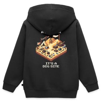 Pas un jeu de bac à sable | Site de fouilles archéologiques - Sweat Premium à capuche zippé enfant bio - noir - Dos - AI Model Kid Male (0cm)