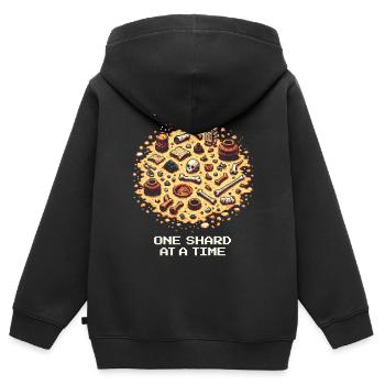 Fragment XP Pro | Archéologie Céramique Fouille - Sweat Premium à capuche zippé enfant bio - noir - Dos - AI Model Kid Male (0cm)