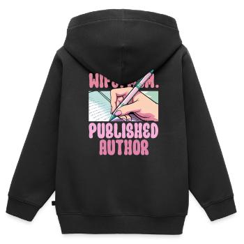 Autor Autoren Mutter - Kinder Premium Organic Zip Hoodie - Schwarz - Hinten - AI Model Kid Male (0cm)