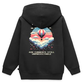 Luftströmung chaotisch | Ballonfahrt Thermik - Kinder Premium Organic Zip Hoodie - Schwarz - Hinten - AI Model Kid Male (0cm)