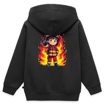 kleiner Feuerwehrmann - Kinder Premium Organic Zip Hoodie - Schwarz - Hinten - AI Model Kid Male (0cm)