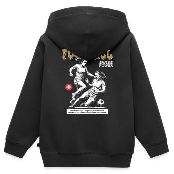 Kampfgeist gezeigt: Schweizer Frauenfußball Shirt - Kinder Premium Organic Zip Hoodie - Schwarz - Hinten - AI Model Kid Male (0cm)