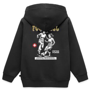 Willen am Ball: Fußballshirt für Spielerinnen - Kinder Premium Organic Zip Hoodie - Schwarz - Hinten - AI Model Kid Male (0cm)