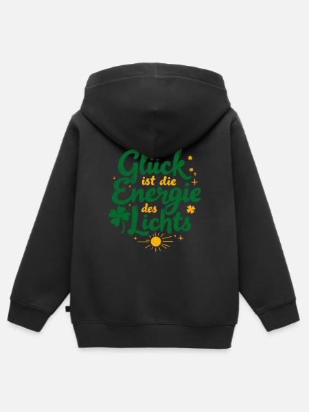 Glück Energie Licht - Kinder Premium Organic Zip Hoodie - Schwarz