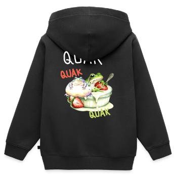 Frosch Frösche Quak Dessert Nachtisch Kinder - Kinder Premium Organic Zip Hoodie - Schwarz - Hinten - AI Model Kid Male (0cm)