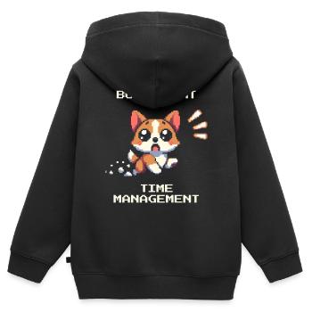 ADHS vs. Zeitmanagement | Fokus & Konzentration - Kinder Premium Organic Zip Hoodie - Schwarz - Hinten - AI Model Kid Male (0cm)